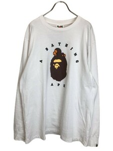 A BATHING APE アベイシングエイプ ロングTシャツ　長袖カットソー　ロゴ　プリント　001gdh201002x ホワイト XL 44806920