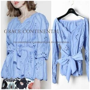 3.6 ten thousand Grace Continental GRACE CONTINENTAL season style . brilliant .m-do. plus cut Work embroidery kashu cool blouse 