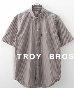 TROY BROS トロイブロス　カジュアル半袖ボタンシャツ　メンズ　Lサイズ　エンジ　オシャレ　ブランド　送料込み