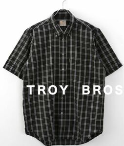 TROY BROS トロイブロス　カジュアル半袖ボタンシャツ　メンズ　Lサイズ　ダークグレー　オシャレ　ブランド　送料込み