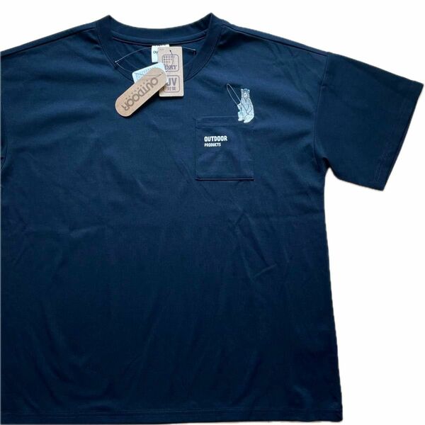 outdoor レディース LLサイズ Tシャツ DRY UV対策 ワンポイントロゴ オシャレ カワイイ ブラック クマ 送料込