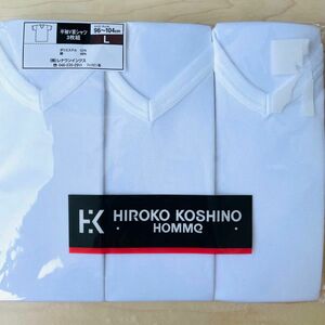 コシノヒロコ　メンズインナー　半袖V首シャツ　3枚組　Lサイズ　シンプル　送料込み