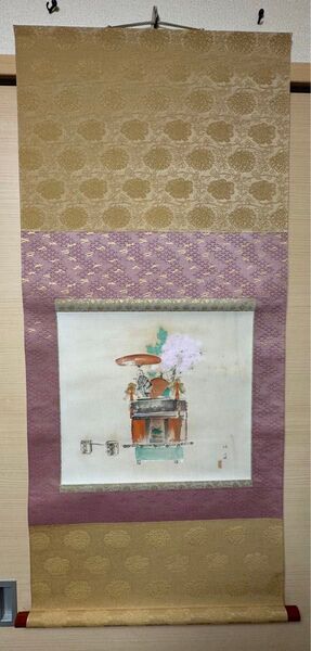 断捨離★祇園祭の珍しい作品!真作 川島梅関『祇園祭』肉筆共箱 黒主山 京都 掛け軸