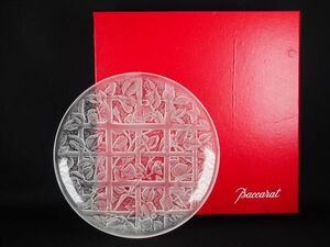 Baccarat バカラ 希少 ビンテージ バラと蝶 Rose&Batafurai 19㎝ プレート フロステッド ローズ レリーフ fleur 刻印あり BK-XXX-1