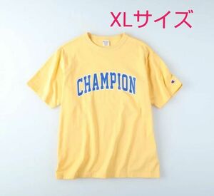 美品☆ Champion カレッジロゴ Tシャツ XL LLサイズ 黄 イエロー 半袖 綿100% クリーニング済！ チャンピオン