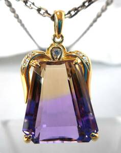  Ame to Lynn K18 pendant necklace gold . diamond . frame pcs . making. flower . manner bai color quartz amethyst citrine 4g 22 14 custom 