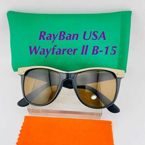 QA11 レイバン WAYFARER ll B-15 ボシュロム製 ビンテージ 5418 サングラス 黄色ブラック B&L Ray Ban USA メガネ の画像1