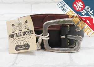 2A7003-13/未使用品 Vintage Works Leather belt DH5536 ヴィンテージワークス レザーベルト 茶芯 サイズ35