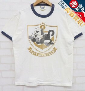 8T2095【クリックポスト対応】TOYS McCOY FELIX NAVY DECK CREW 半袖リンガーTシャツ トイズマッコイ フィリックス