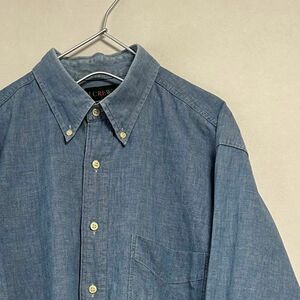 古着 90s J.Crew 長袖BDシャツ シャンブレー デニム 巨人タグ