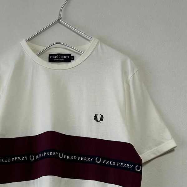 美品 90s FRED PERRY 半袖Tシャツ ロゴ刺繍 白 ポルトガル製