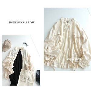 ハニーサックルローズ HONEYSUCKLE ROSE バンドカラー フルジップ ドロスト オーバーサイズ ブルゾン 春アウター size M ライトアウター