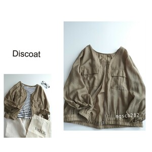 ディスコート Discoat ノーカラー フルジップ シアー ブルゾン size L ライトアウター