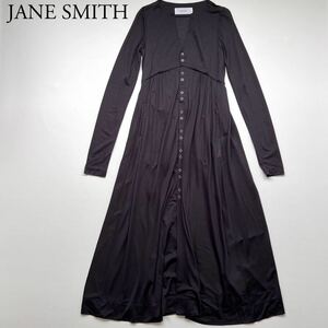 美品 JANE SMITH ジェーンスミス ロングワンピース マキシ丈　ストレッチ 長袖　レディース