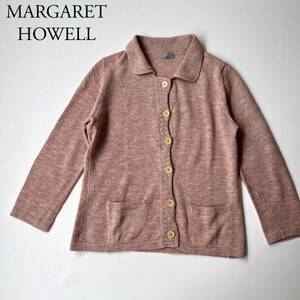  прекрасный товар MARGARET HOWELL Margaret Howell вязаный жакет вязаный кардиган linen альпака потускнение розовый внешний tops 