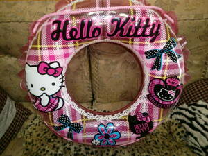 u0504-13 used swim ring Sanrio Hello Kitty 60cm air vinyl empty bi