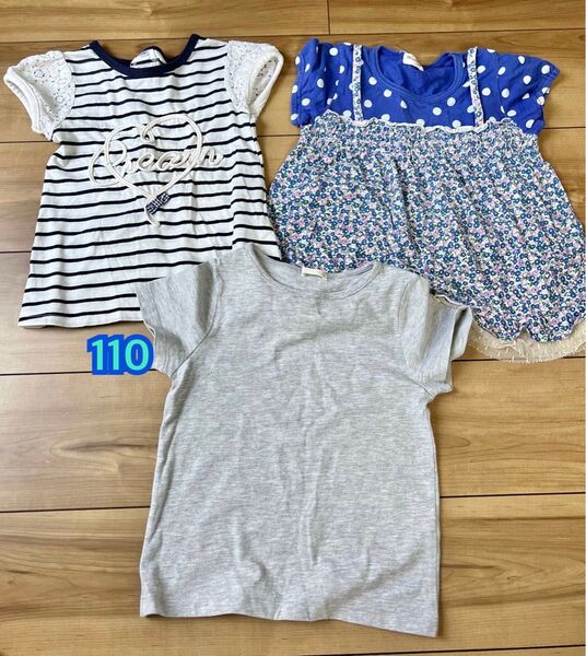 110サイズ 3枚セット 半袖 Tシャツ トップス 女の子 GU
