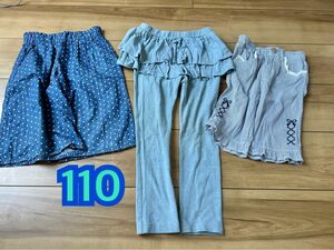 110サイズ　3枚セット　ハーフパンツ　スカート付きパンツ　半ズボン　ユニクロ　UNIQLO マザウェイズ