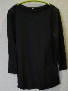 ニッセン STYLE BASIC ボートネック 七分袖 カットソー 黒 M～L 洗濯機可 着用2~3回