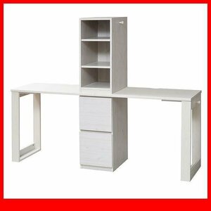  desk * compact desk series rack + chest type 2 pcs. set twin desk / study desk office work desk child ~ adult till / white /a3