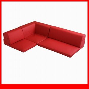  sofa * rearrangement free . floor sofa 3 seater . low type / reclining low table kotatsu ./ made in Japan imitation leather PVC/ red / new goods special price /a4