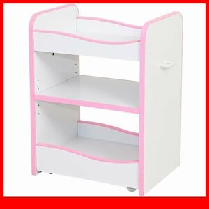  child storage * new goods / storage Wagon knapsack rack / soft edge . safety safety comfortably ....... moveable shelves with casters ./ white pink /a3