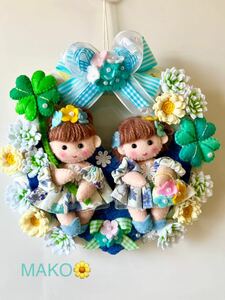  hand made * Twins. clover . white ..... lease *.. four . leaf. clover * refreshing green group * wall decoration * present 