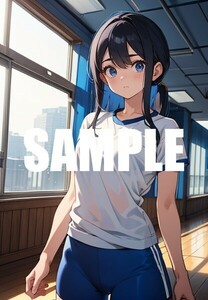 【一点物 アートイラスト】ai 美女 美少女 ポスター 2次元 アニメ 高画質 同人 漫画 ブルマ 体操服 美尻 写真光沢紙 A4サイズ 00274