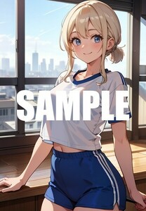 【一点物 アートイラスト】ai 美女 美少女 ポスター 2次元 アニメ 高画質 同人 漫画 ブルマ 体操服 美尻 写真光沢紙 A4サイズ 00270