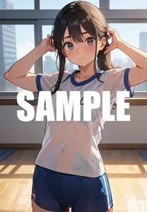 【一点物 アートイラスト】ai 美女 美少女 ポスター 2次元 アニメ 高画質 同人 漫画 ブルマ 体操服 美尻 写真光沢紙 A4サイズ 00260