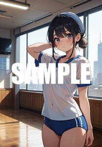 【一点物 アートイラスト】ai 美女 美少女 ポスター 2次元 アニメ 高画質 同人 漫画 ブルマ 体操服 美尻 写真光沢紙 A4サイズ 00248