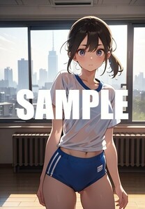 【一点物 アートイラスト】ai 美女 美少女 ポスター 2次元 アニメ 高画質 同人 漫画 ブルマ 体操服 美尻 写真光沢紙 A4サイズ 00240