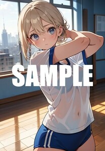 【一点物 アートイラスト】ai 美女 美少女 ポスター 2次元 アニメ 高画質 同人 漫画 ブルマ 体操服 美尻 写真光沢紙 A4サイズ 00237