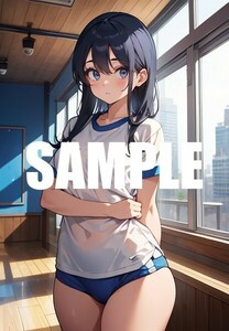 【一点物 アートイラスト】ai 美女 美少女 ポスター 2次元 アニメ 高画質 同人 漫画 ブルマ 体操服 美尻 写真光沢紙 A4サイズ 00234