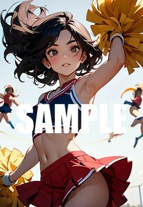 【一点物 アートイラスト】ai 美女 美少女 ポスター 2次元 アニメ 高画質 同人 漫画 チアリーダー 美尻 写真光沢紙 A4サイズ 00194