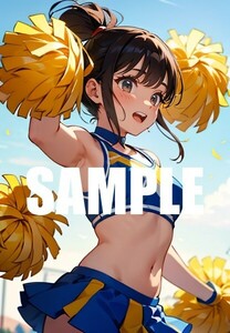 【一点物 アートイラスト】ai 美女 美少女 ポスター 2次元 アニメ 高画質 同人 漫画 チアリーダー 美尻 写真光沢紙 A4サイズ 00049