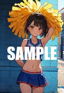 【一点物 アートイラスト】ai 美女 美少女 ポスター 2次元 アニメ 高画質 同人 漫画 チアリーダー 美尻 写真光沢紙 A4サイズ 00864