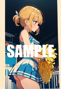 【一点物 アートイラスト】ai 美女 美少女 ポスター 2次元 アニメ 高画質 同人 漫画 チアリーダー 美尻 写真光沢紙 A4サイズ 00855