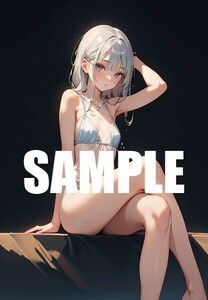 【一点物 アートイラスト】ai 美女 美少女 ポスター 2次元 アニメ 高画質 同人 漫画 ランジェリー 美脚 光沢紙 A4サイズ 00294