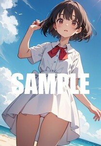 【一点物 アートイラスト】ai 美女 美少女 ポスター 2次元 アニメ 高画質 同人 漫画 シースルー 美尻 光沢紙 A4サイズ 00258