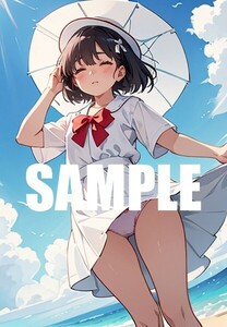 【一点物 アートイラスト】ai 美女 美少女 ポスター 2次元 アニメ 高画質 同人 漫画 シースルー 美尻 光沢紙 A4サイズ 00247