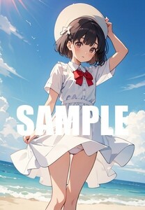 【一点物 アートイラスト】ai 美女 美少女 ポスター 2次元 アニメ 高画質 同人 漫画 シースルー 美尻 光沢紙 A4サイズ 00237