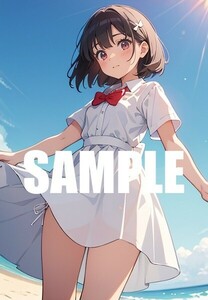 【一点物 アートイラスト】ai 美女 美少女 ポスター 2次元 アニメ 高画質 同人 漫画 シースルー 美尻 光沢紙 A4サイズ 00233