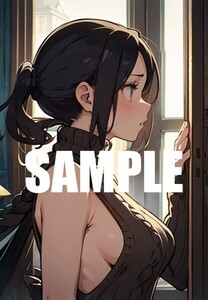 【一点物 アートイラスト】ai 美女 美少女 ポスター 2次元 アニメ 高画質 同人 漫画 美乳 横乳 アイドル 写真光沢紙 A4サイズ 00347