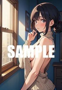 【一点物 アートイラスト】ai 美女 美少女 ポスター 2次元 アニメ 高画質 同人 漫画 美乳 横乳 アイドル 写真光沢紙 A4サイズ 00451