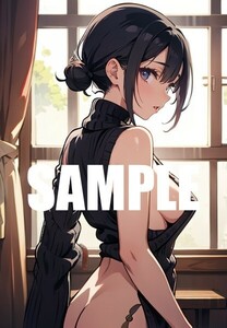 【一点物 アートイラスト】ai 美女 美少女 ポスター 2次元 アニメ 高画質 同人 漫画 美乳 横乳 アイドル 写真光沢紙 A4サイズ 00445