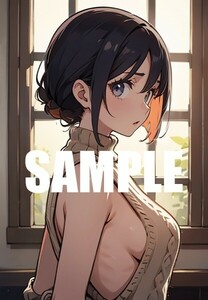 【一点物 アートイラスト】ai 美女 美少女 ポスター 2次元 アニメ 高画質 同人 漫画 美乳 横乳 アイドル 写真光沢紙 A4サイズ 00436