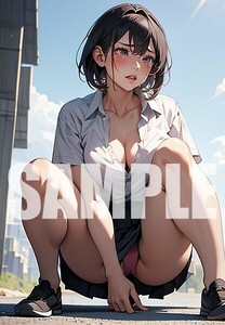 【一点物 アートイラスト】ai 美女 美少女 ポスター 2次元 アニメ 高画質 同人 漫画 美乳 美尻 アイドル 写真光沢紙 A4サイズ 00757