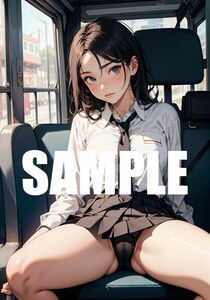 【一点物 アートイラスト】ai 美女 美少女 ポスター 2次元 アニメ 高画質 同人 漫画 車内 制服 美尻 写真光沢紙 A4サイズ 00822