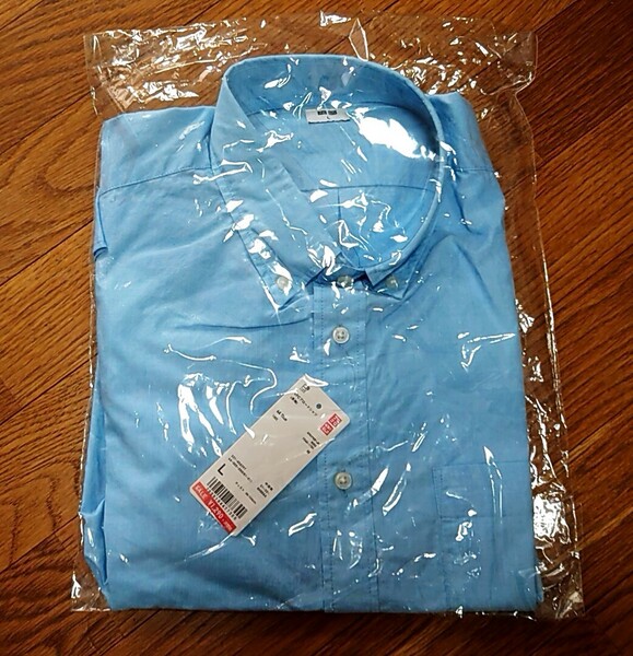 【新品】ユニクロ 長袖 シャツ UNIQLO 青 ブルー サイズL EFCブロードシャツ タグ付き